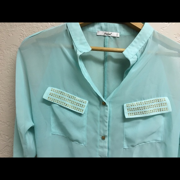 Teal Open Shoulder Top - Picture 4 of 4
