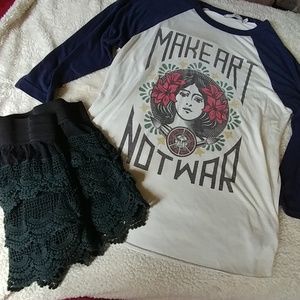 "Make Art Not War" Obey Baseball Tee