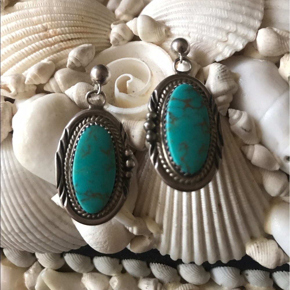 Lovely turquoise sterling earrings.