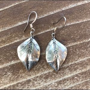 Artisan Oxidized silver leaf earrings