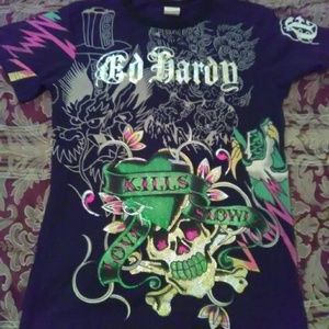 Two $169 Ed Hardy & 1 Christian Audigier T-Shirts
