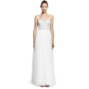 White sleeveless beaded tulle gown