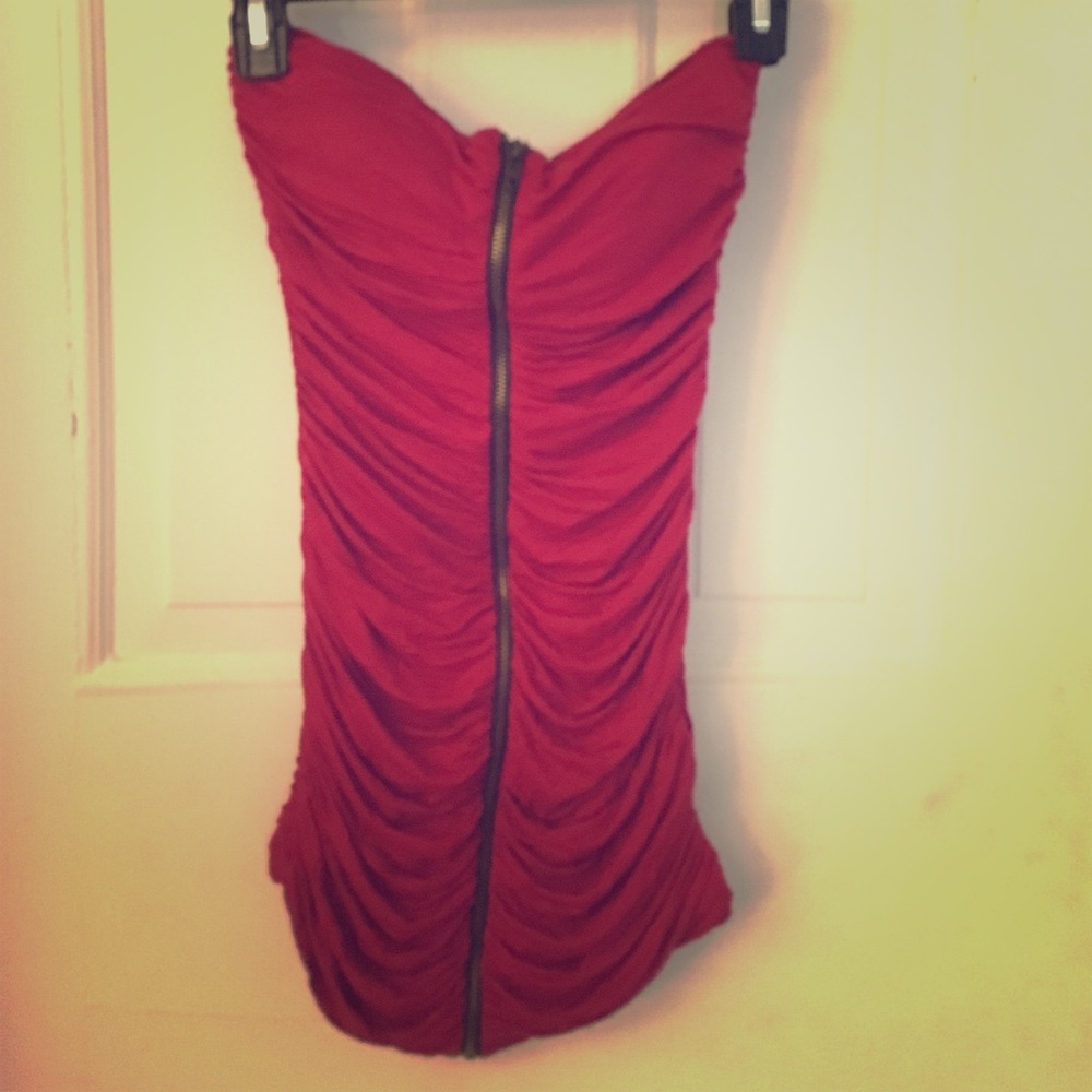 Zipper up red tube top