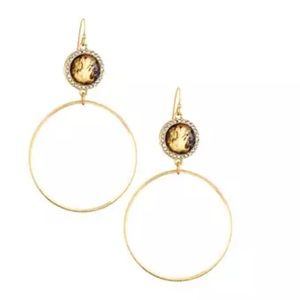 NIB - Hoop Drop Earrings w/Sim. Abalone, Crystal