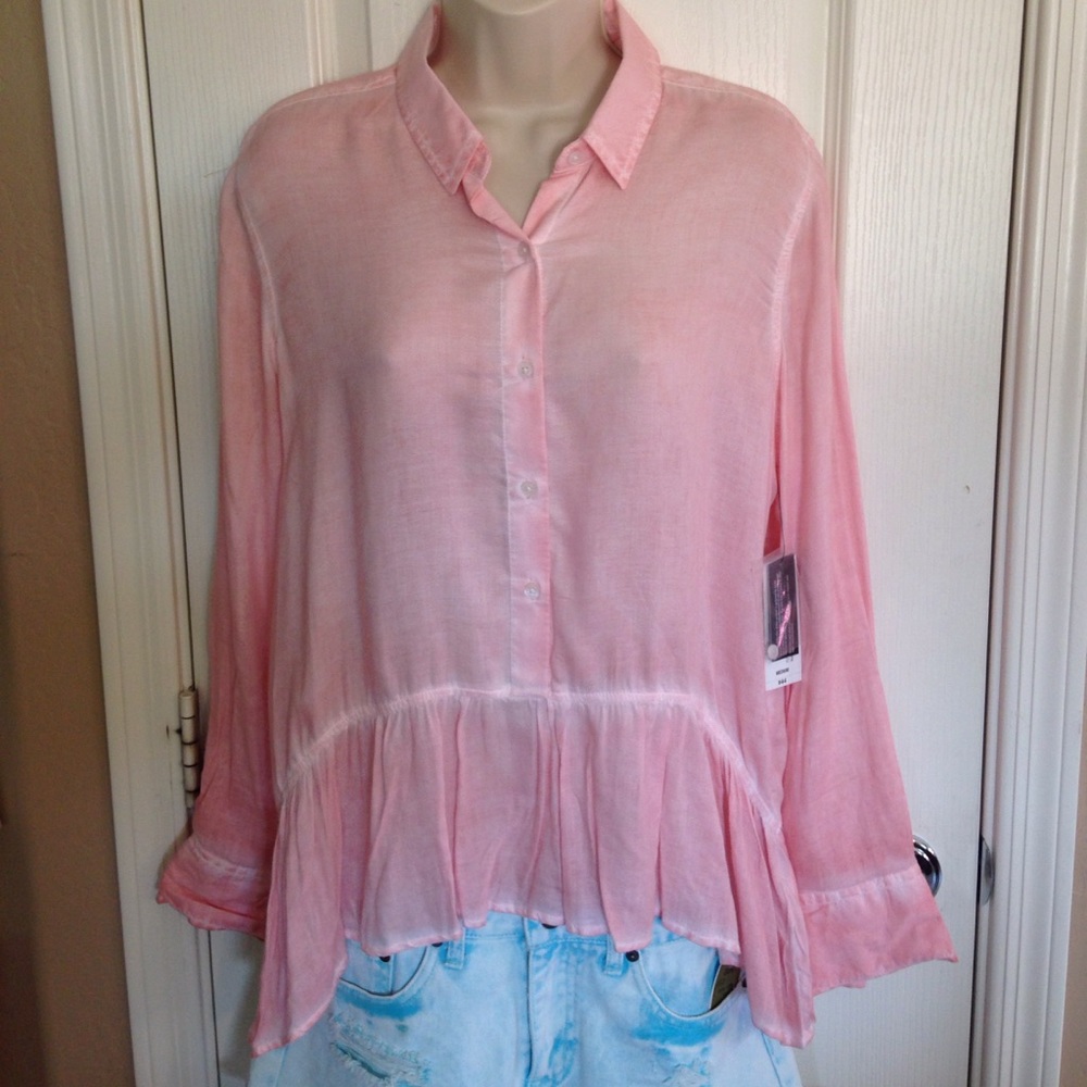 SOLD-DO NOT BUY - a.n.a. - 100% rayon Peplum Hem Shirt - Med.
