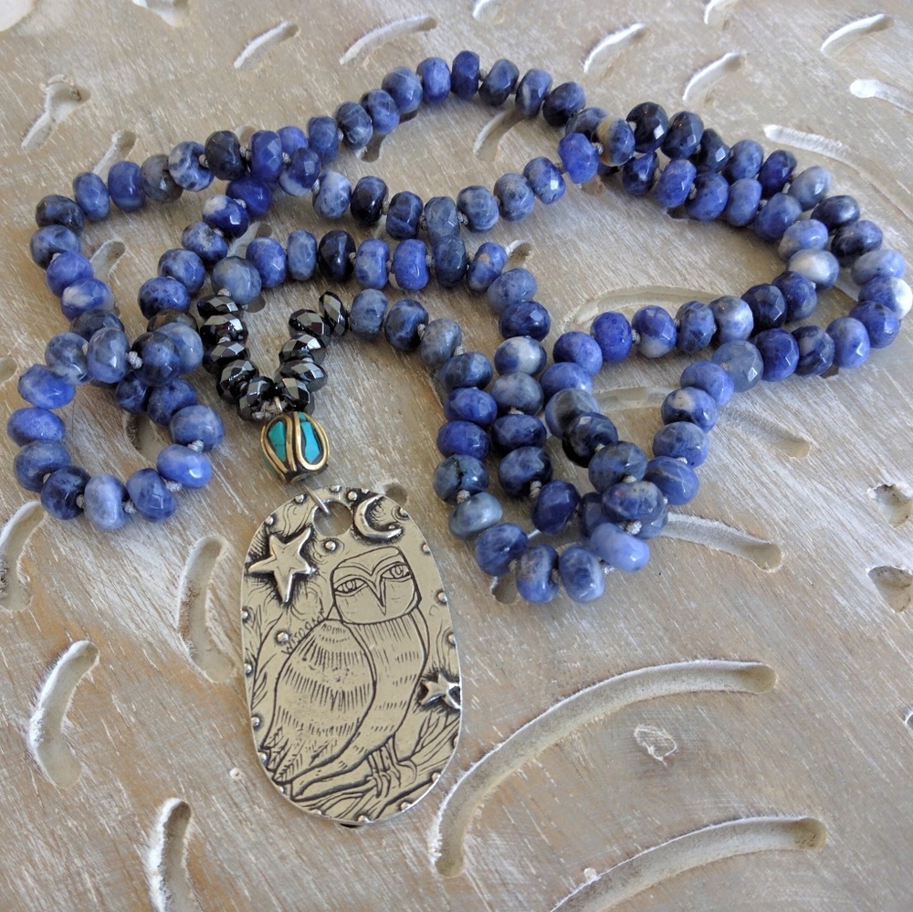 New Jes Maharry Pendant on Semiprecious Gemstone Necklace