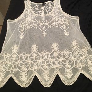 Torrid mesh top with intricate beaded embroidery