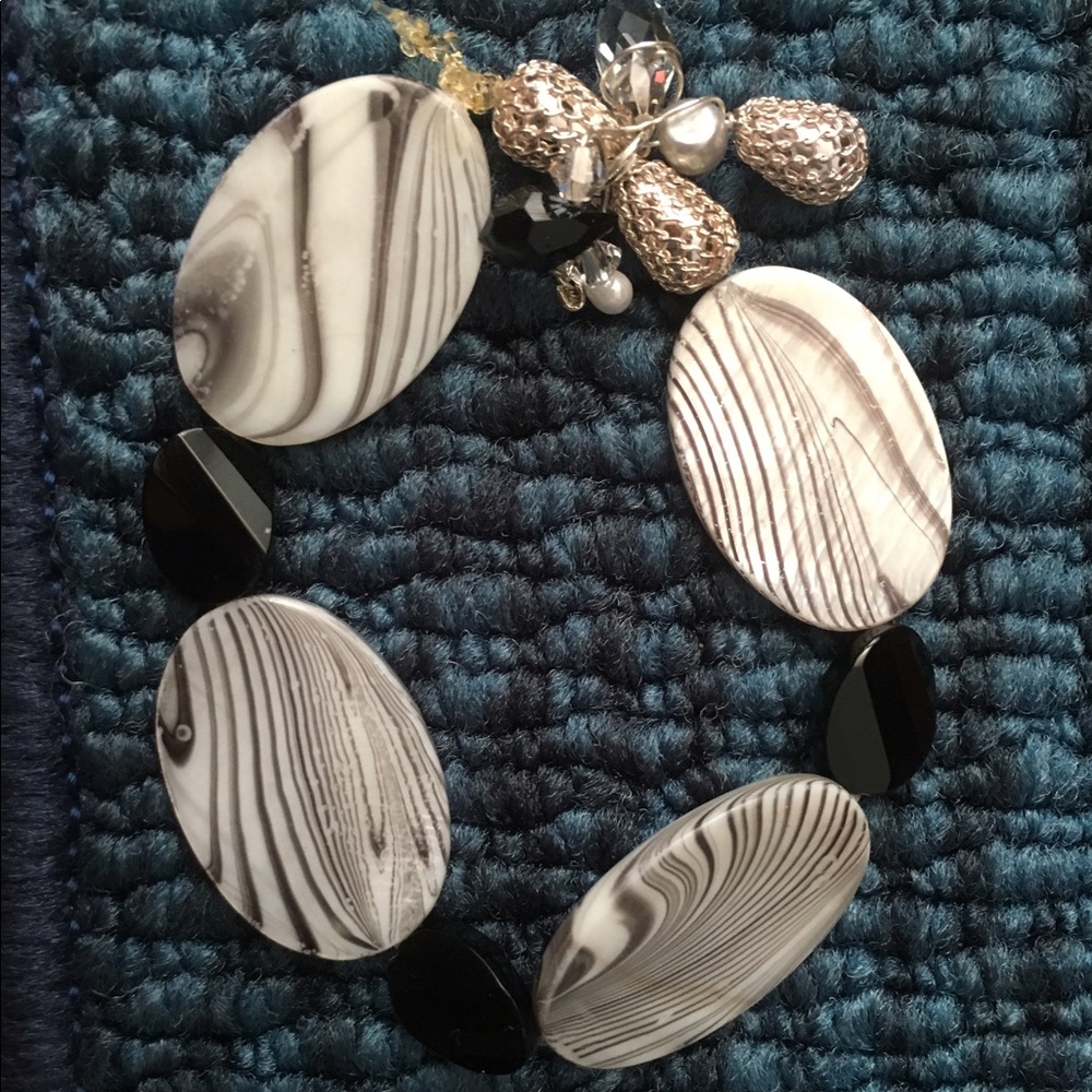 Zebra Mother of Pearl and Onyx Bracelet