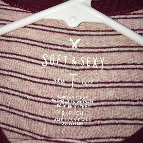 American Eagle striped Crop Top tee - Picture 2 of 2