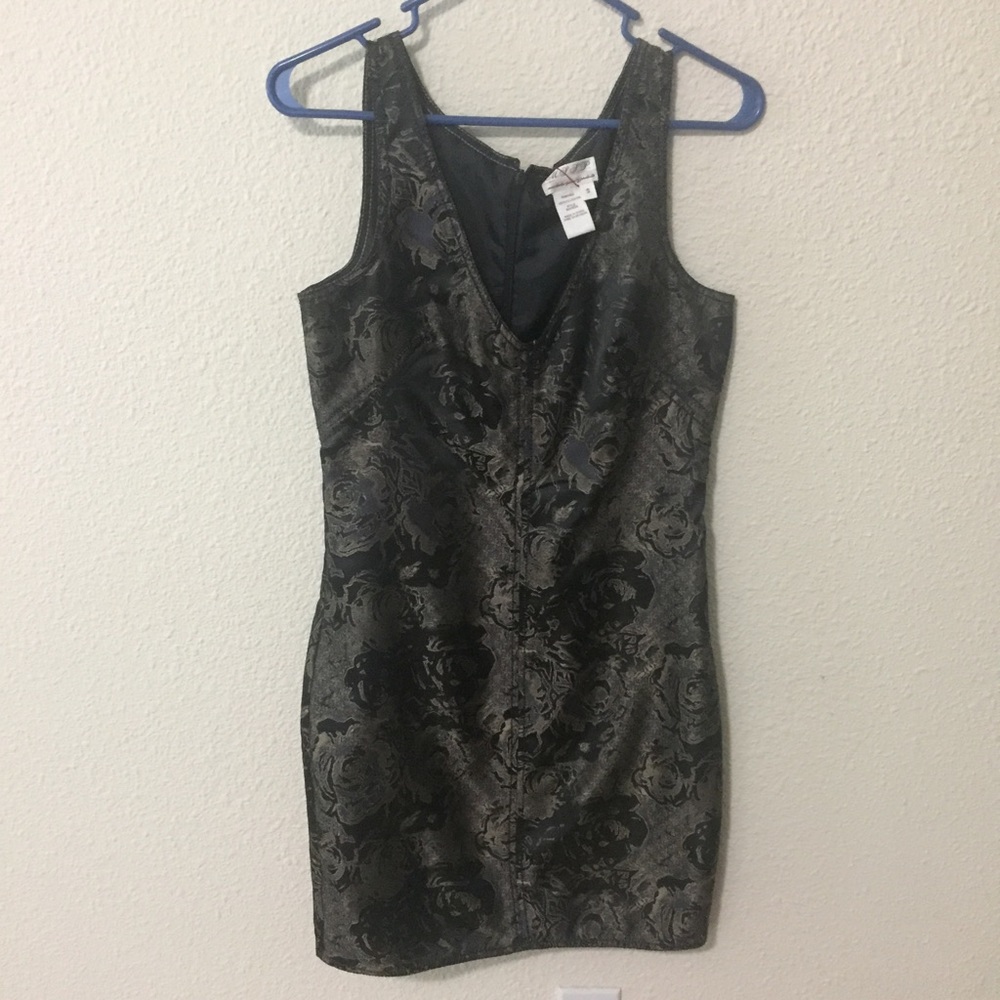 Patterned black mini dress