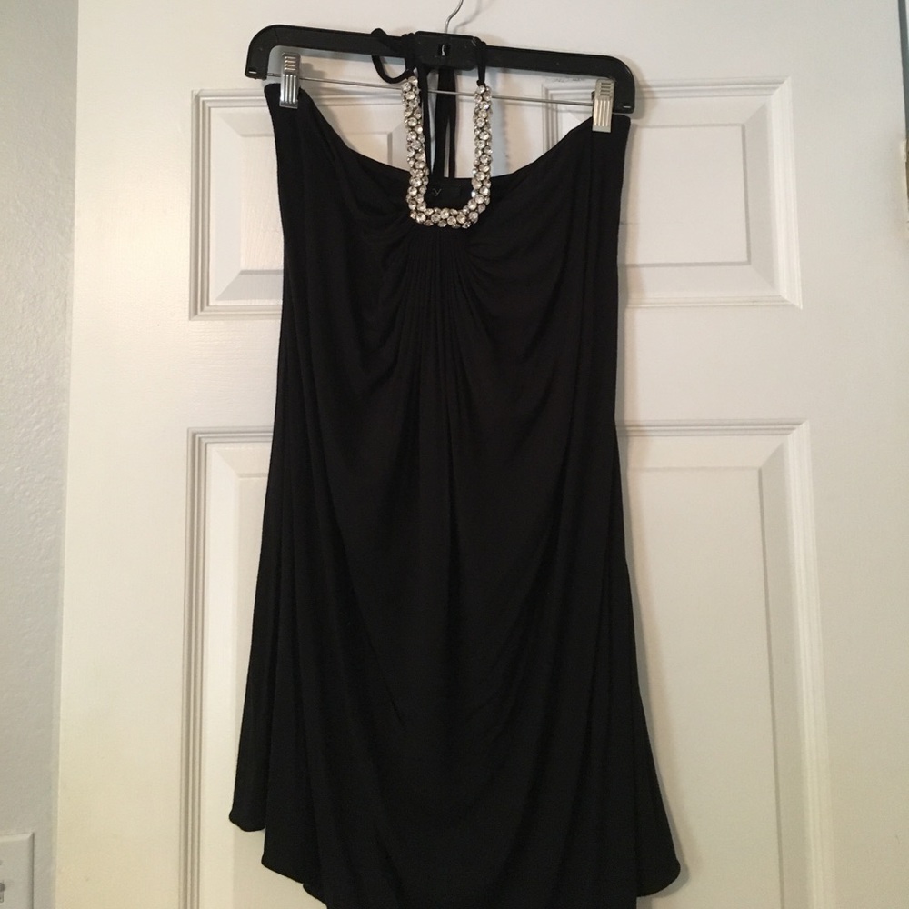 Black dress with rhinestone halter