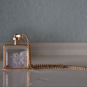 Amethyst and 14K Gold Glass Pendant