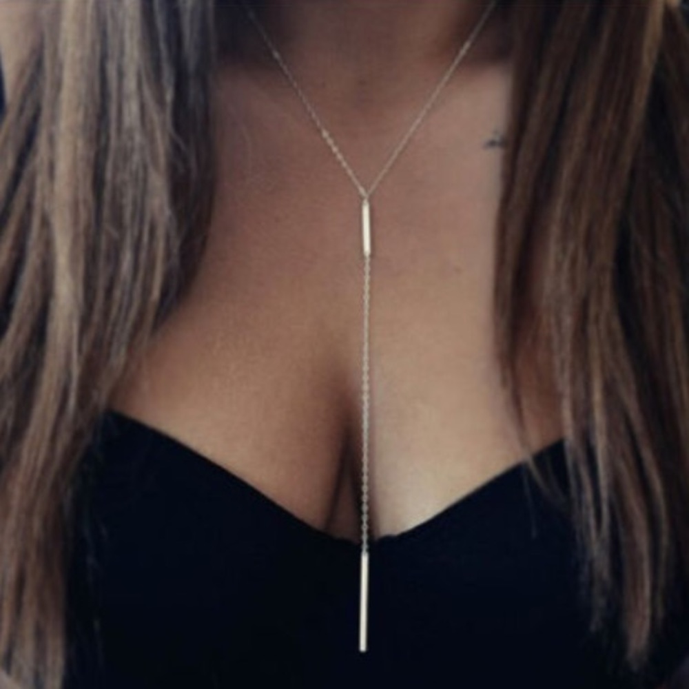 5 for $25 • Gold Bar Bone Chain Drop Necklace