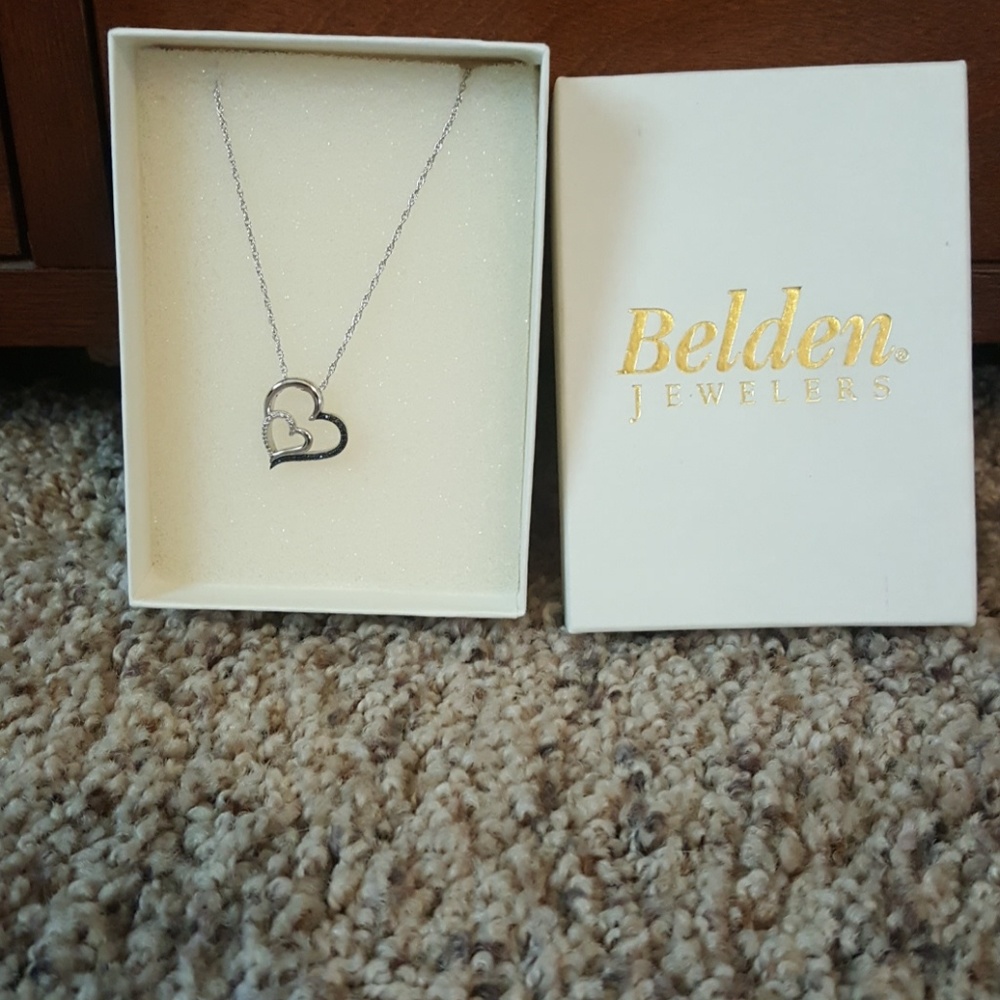 NIB  Sterling silver double heart pendant