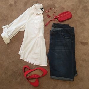 White Button Peplum
