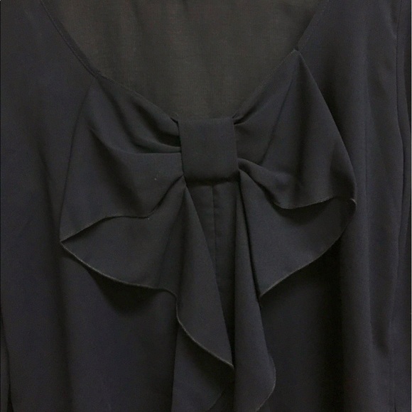 Navy Blue Bow in Back Blouse - Picture 3 of 3