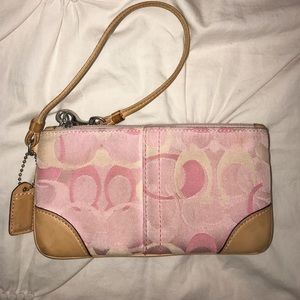 Coach Pink Monogram Wristlet