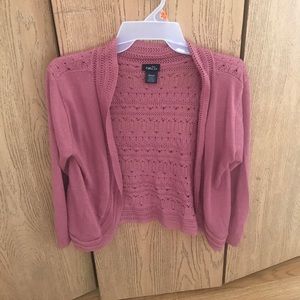 Blush crochet knitted open cropped shrug/cardigan