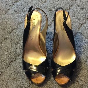 LAST CALL Guess Black sling back pumps