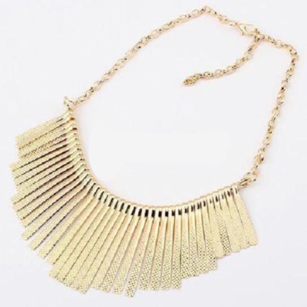 5 for $25 • Gold Tassel Bib Statement Necklace