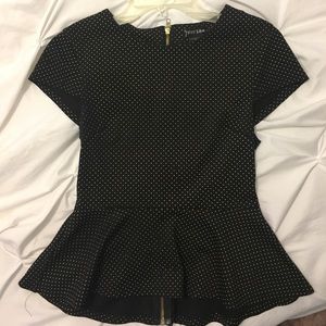 Black with gold polka dot dressy top