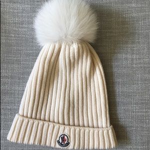Moncler cream pompom hat