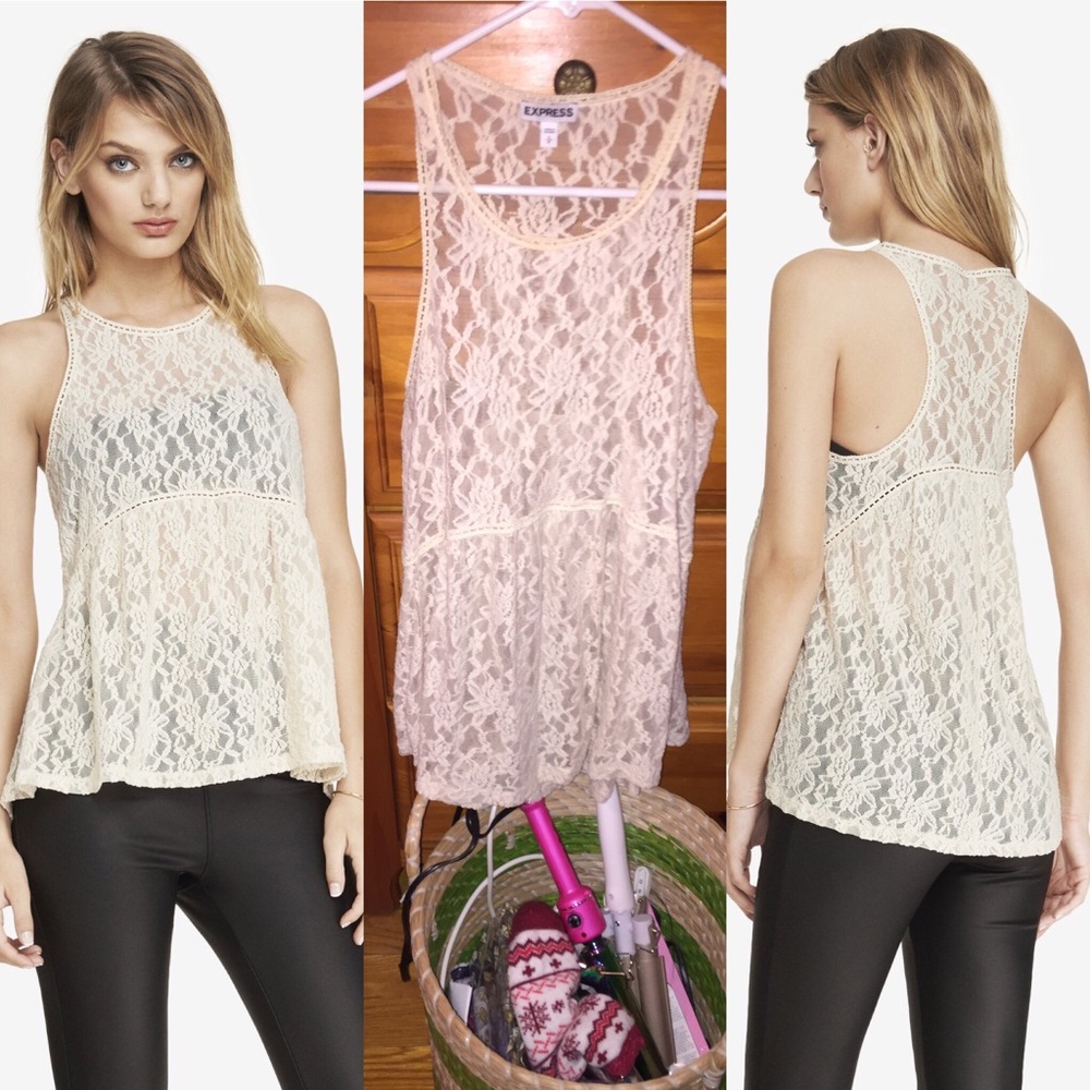 🆕All over lace babydoll Peplum tank! NWOT