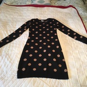 Old Navy black and tan polka dot sweater dress, XS