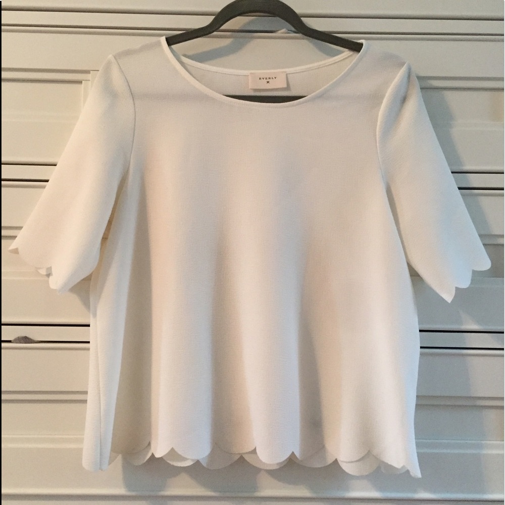 Scalloped white blouse
