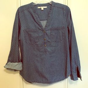 Lauren Conrad polkadot chambray popover size L
