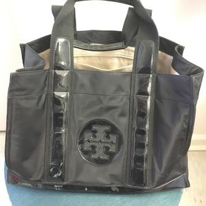 Tory Burch black canvas 'Ella' tote bag