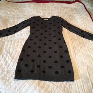 Old Navy gray/black polka dot sweater dress, XS