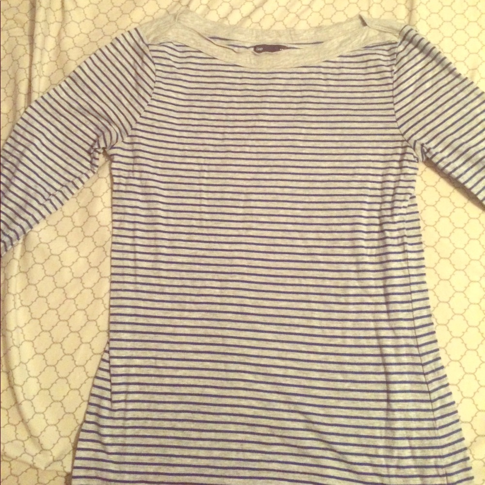 Grey and Blue Stripped Top
