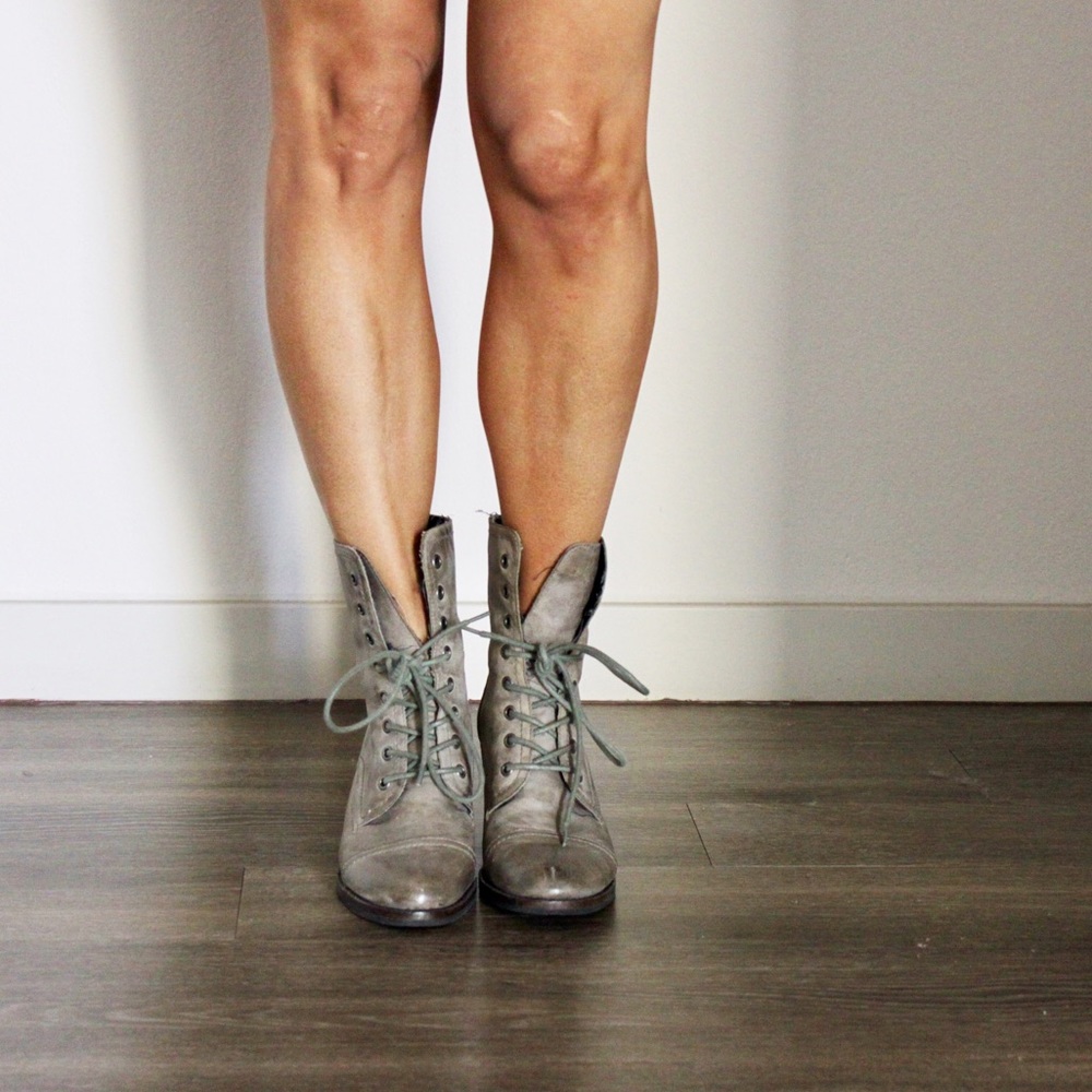 Nicole Grey Lace-Up Boots