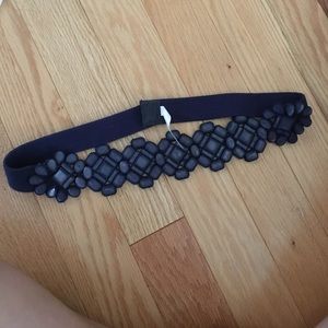 Stretchy navy embellished belt