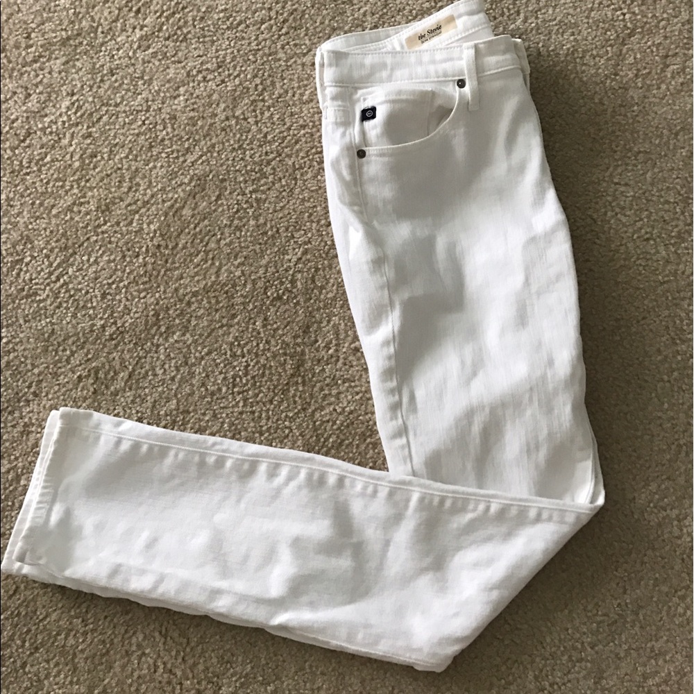 AG Slim Straight White Jeans (Stevie) 27R