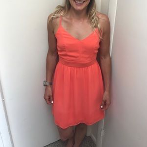 Coral open back dress