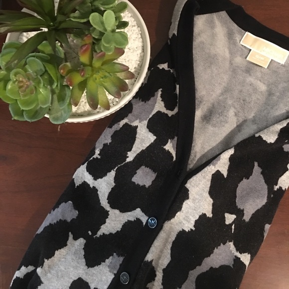 MICHAEL Michael Kors Sweaters - Sold Michael Kors Gray Leopard Cardigan