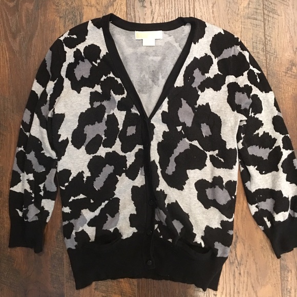 Sold Michael Kors Gray Leopard Cardigan - Picture 2 of 5