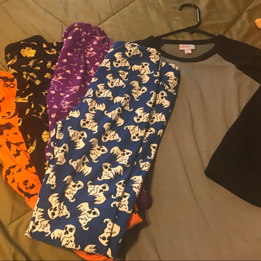 Lularoe Holiday Bundle, 4 OS leggings, XS Randy