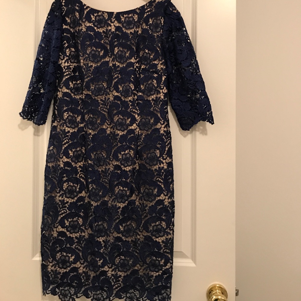 Slimming, blue cocktail dress