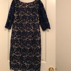 Slimming, blue cocktail dress