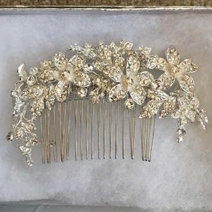 Bridal Crystal Barrette with veil.