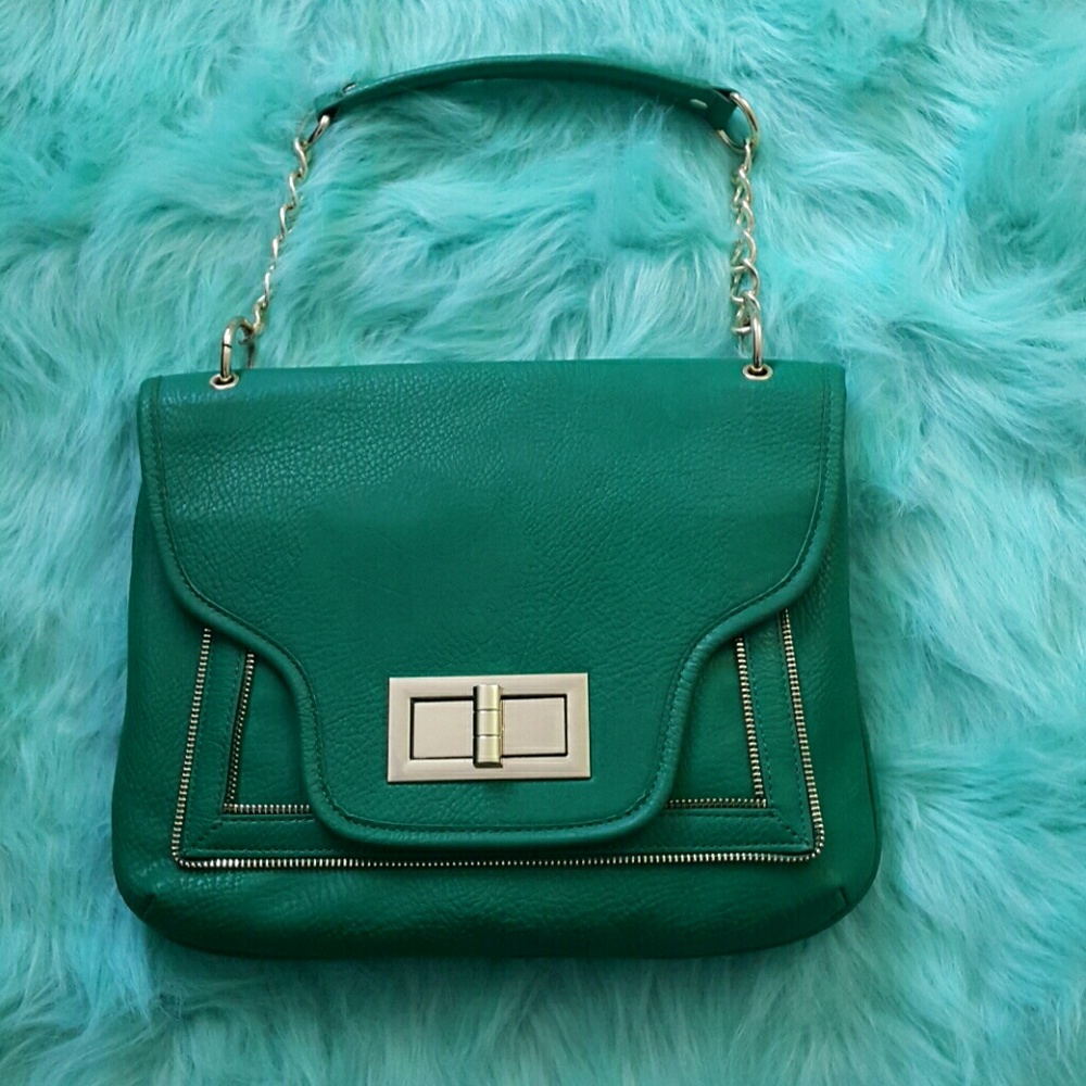 Green bag with gold detailing