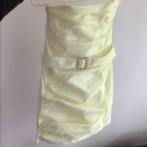 Cream Strapless Formal Dress