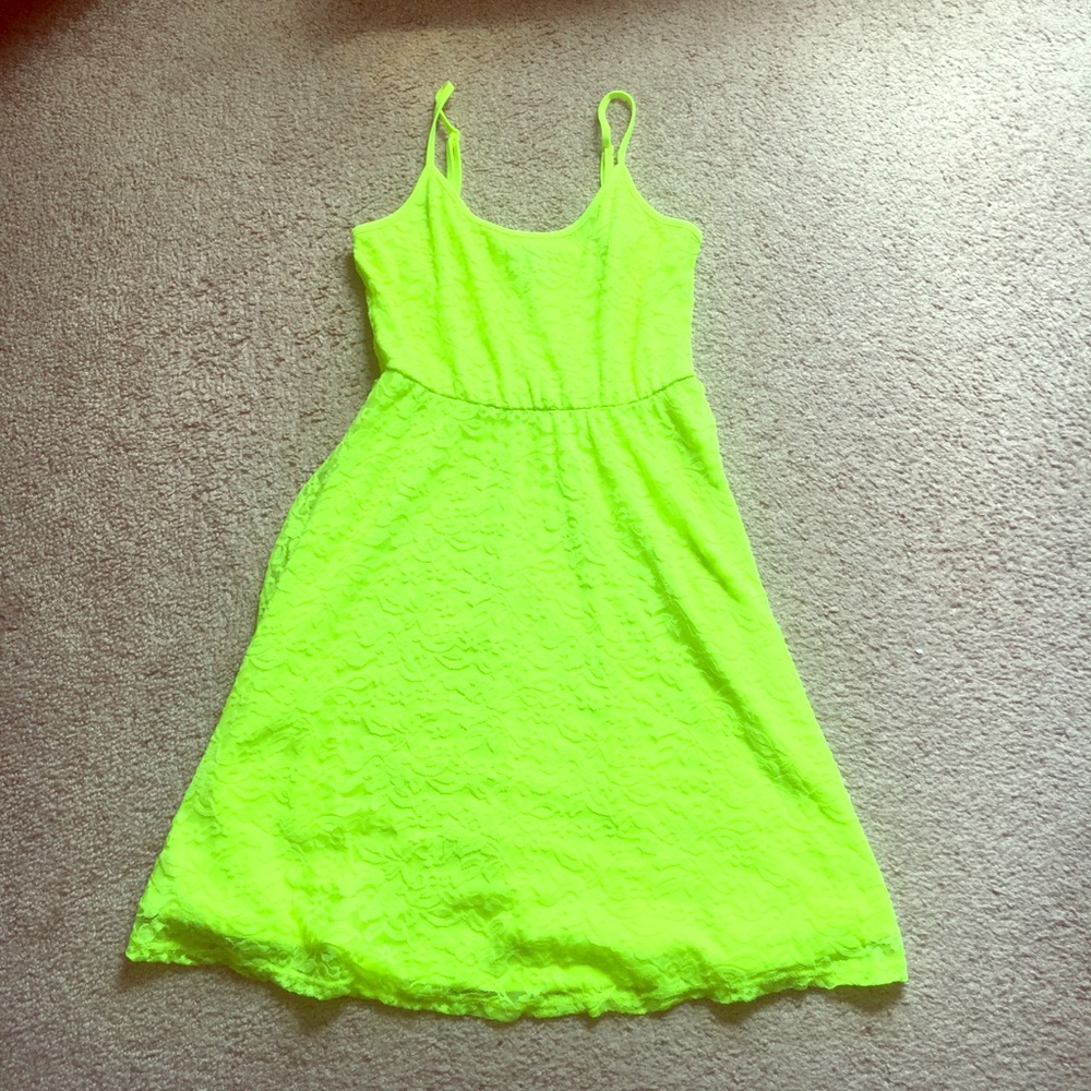 Neon Yellow/Green Lace Dress Great Condition