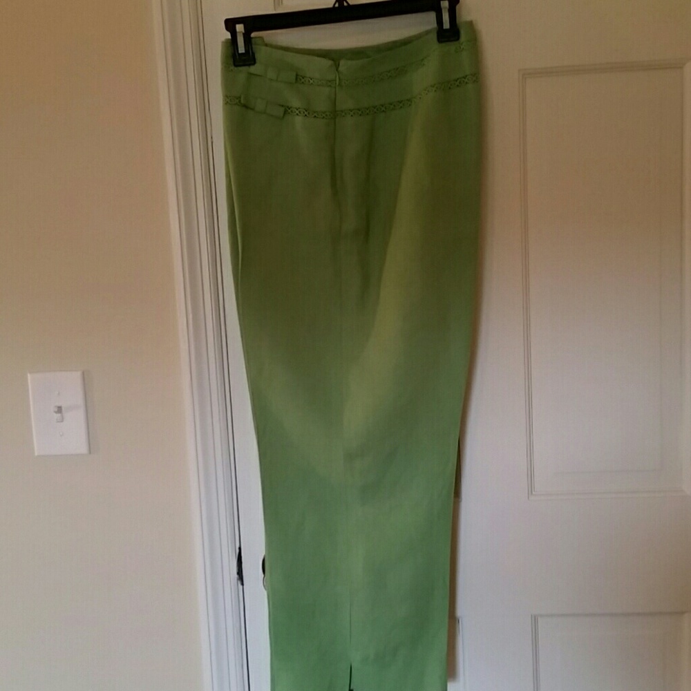 Larry Levine lime green linen slacks