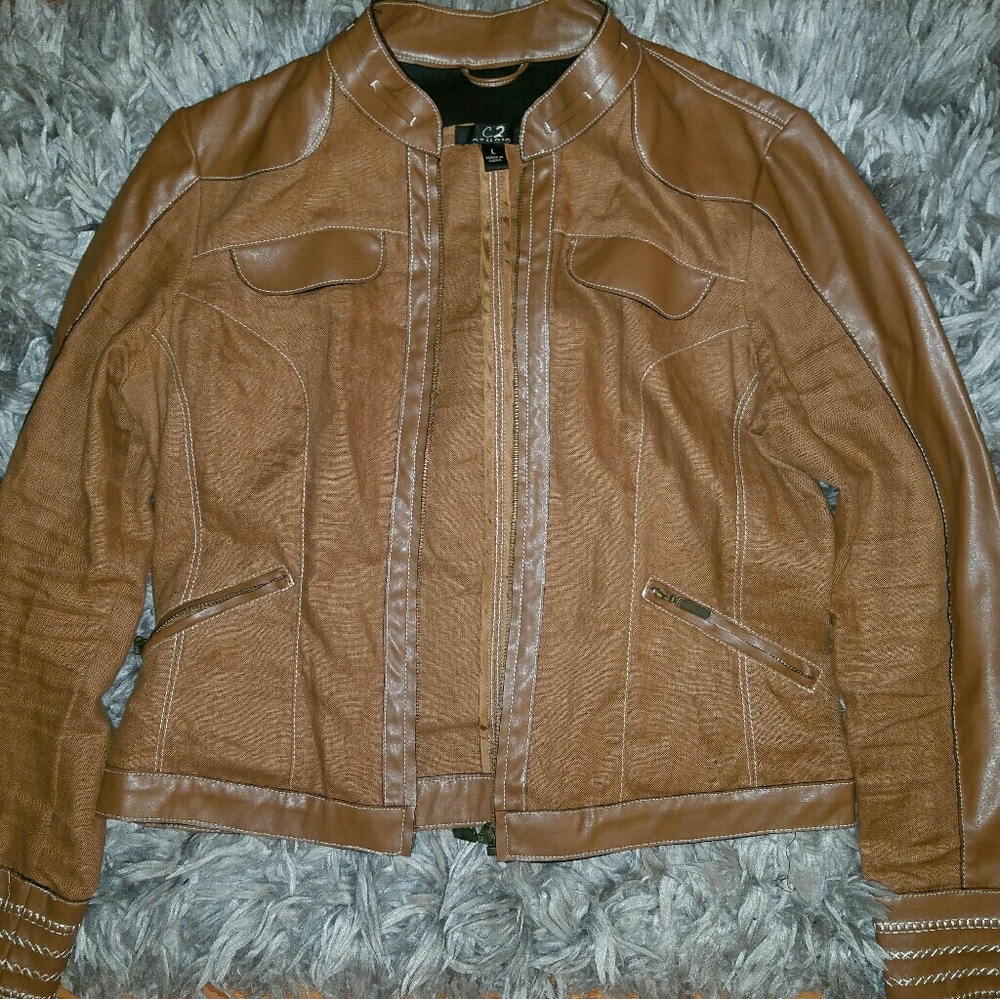 Brown faux leather jacket