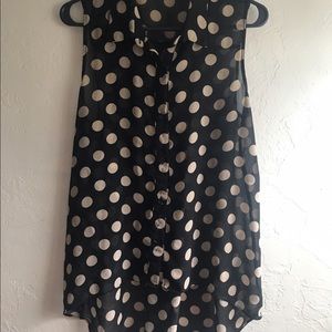Silky-see through Polk a dot tank top