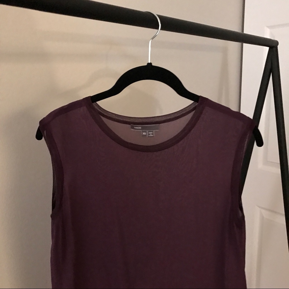 Vince Sheer Inset Tank in Burgundy